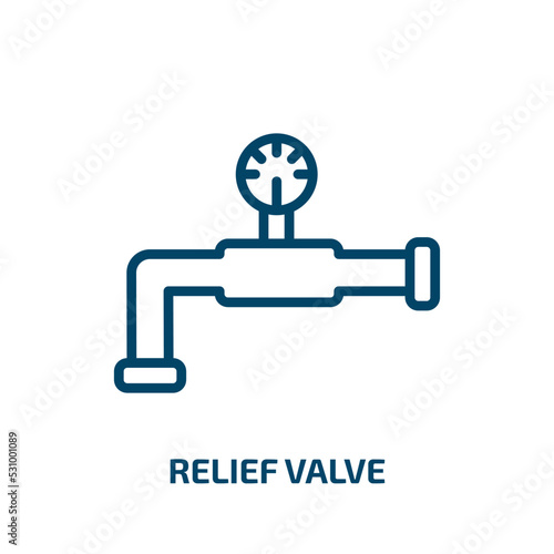 relief valve icon from construction and tools collection. Thin linear relief valve, medical, ventilation outline icon isolated on white background. Line vector relief valve sign, symbol for web and