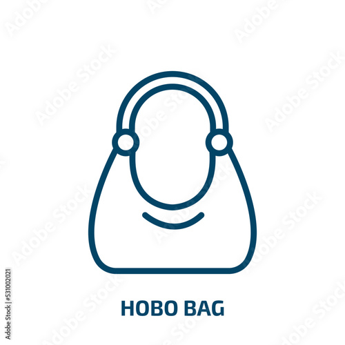 hobo bag icon from clothes collection. Thin linear hobo bag, bag, accessory outline icon isolated on white background. Line vector hobo bag sign, symbol for web and mobile