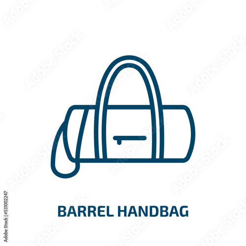 barrel handbag icon from clothes collection. Thin linear barrel handbag, bag, luggage outline icon isolated on white background. Line vector barrel handbag sign, symbol for web and mobile