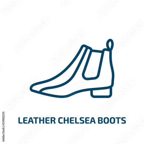 leather chelsea boots icon from clothes collection. Thin linear leather chelsea boots, chelsea, leather outline icon isolated on white background. Line vector leather chelsea boots sign, symbol for