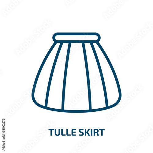 tulle skirt icon from clothes collection. Thin linear tulle skirt, cute, skirt outline icon isolated on white background. Line vector tulle skirt sign, symbol for web and mobile