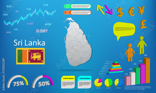 sri lanka map info graphics - charts, symbols, elements and icons collection. Detailed sri lanka map with High quality business infographic elements.