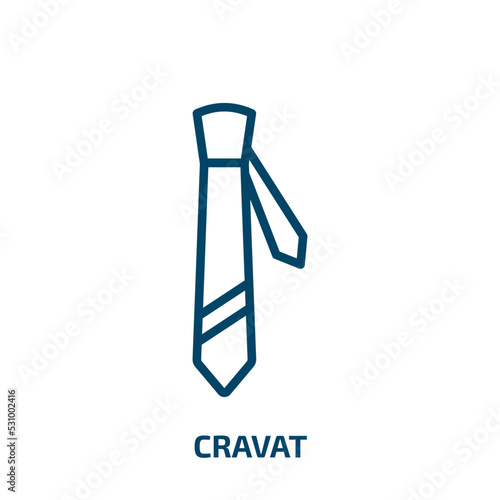cravat icon from clothes collection. Thin linear cravat, necktie, shirt outline icon isolated on white background. Line vector cravat sign, symbol for web and mobile