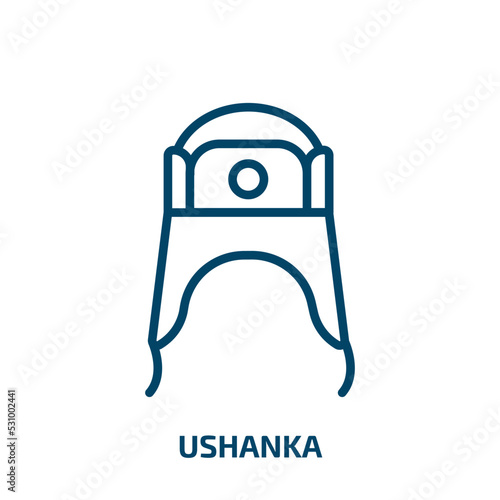ushanka icon from clothes collection. Thin linear ushanka, hat, russian outline icon isolated on white background. Line vector ushanka sign, symbol for web and mobile