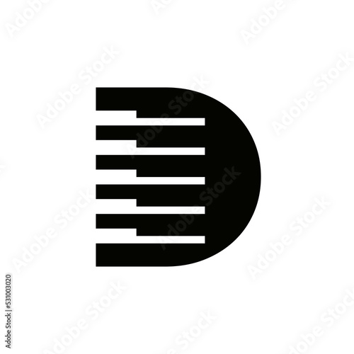 Letter D Musician Symbol, Piano Logo Icon Vector Template On White Background
