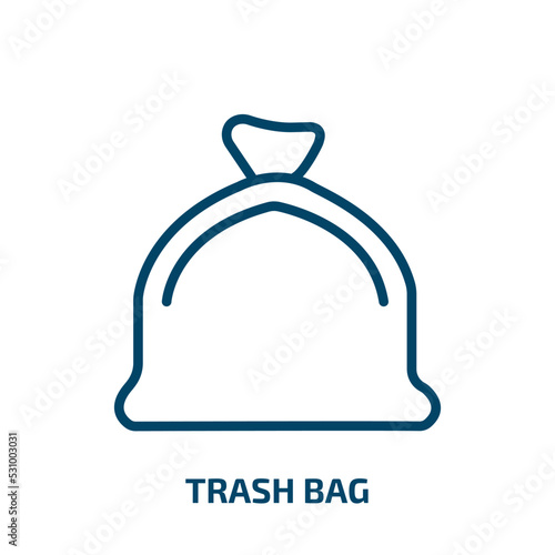 trash bag icon from cleaning collection. Thin linear trash bag, bin, bag outline icon isolated on white background. Line vector trash bag sign, symbol for web and mobile