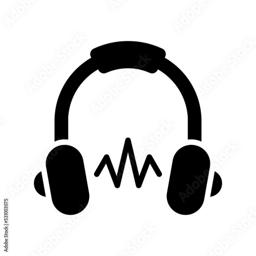 Headphone Silhouette Icon. Online Education and Learning concept. Audio Book and Ebook Black Icon. Distance Education concept. Earphone Pictogram. Vector Isolated Illustration