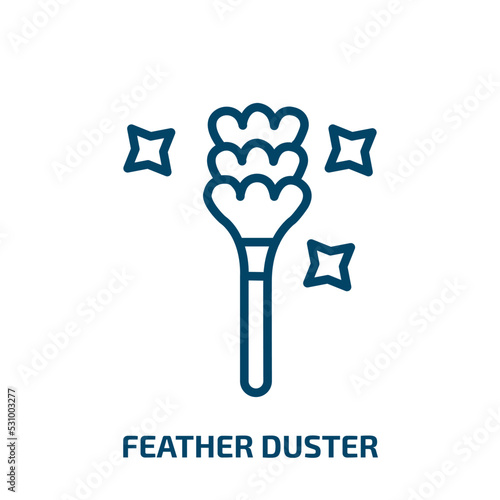 feather duster icon from cleaning collection. Thin linear feather duster, feather, duster outline icon isolated on white background. Line vector feather duster sign, symbol for web and mobile