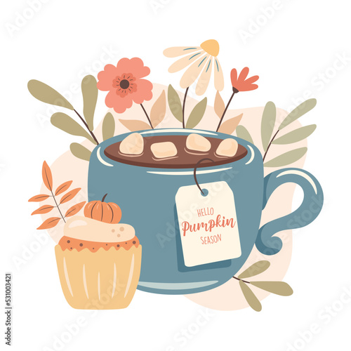 Hello Pumpkin Season vector illustration