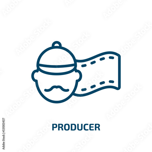 producer icon from cinema collection. Thin linear producer, movie, action outline icon isolated on white background. Line vector producer sign, symbol for web and mobile