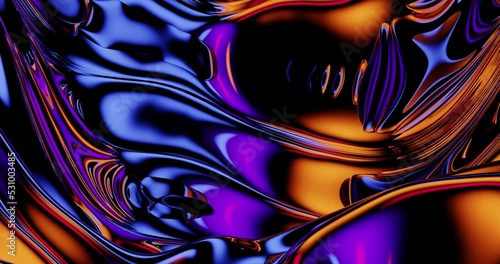 Abstract colorful background - metallic undulating liquid reflecting vibrant surface - looped 4k video photo