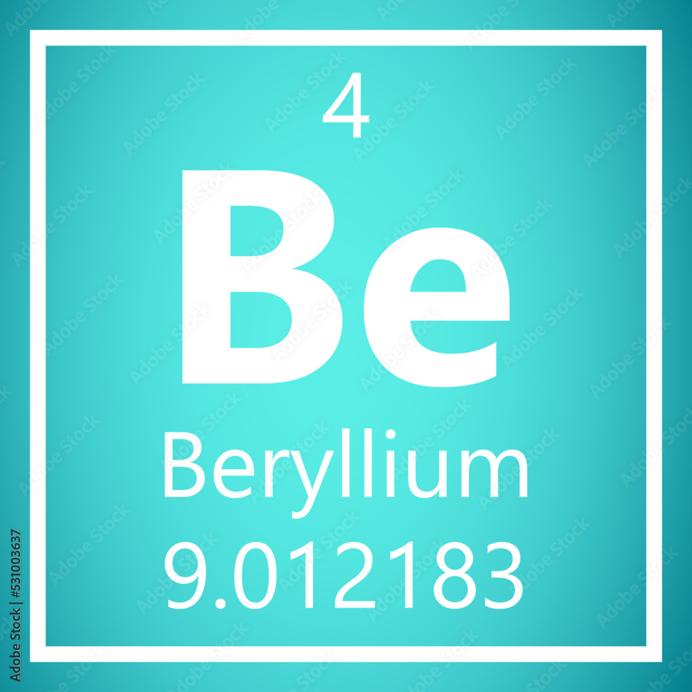 Beryllium Be Periodic Table of Elements, Atomic Mass Vector Illustration Molecule. Beryllium Be Periodic Table of Elements, Atomic Mass Vector Illustration Molecule.