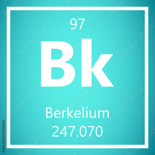 Berkelium Bk Periodic Table of Elements, Atomic Mass Vector Illustration Molecule.