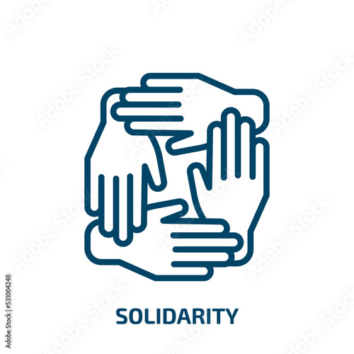 solidarity icon from charity collection. Thin linear solidarity, hope, support outline icon isolated on white background. Line vector solidarity sign, symbol for web and mobile