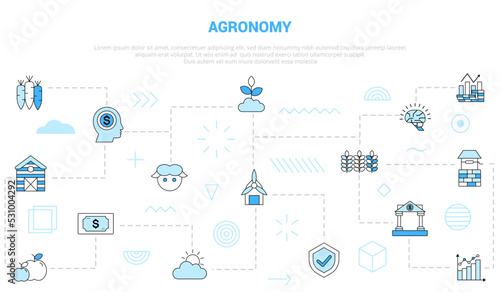agronomy concept with icon set template banner with modern blue color style