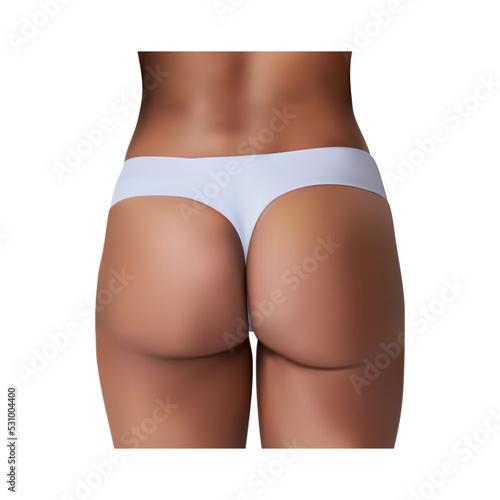 Beautiful woman hip in white bikini on white background vector illustration