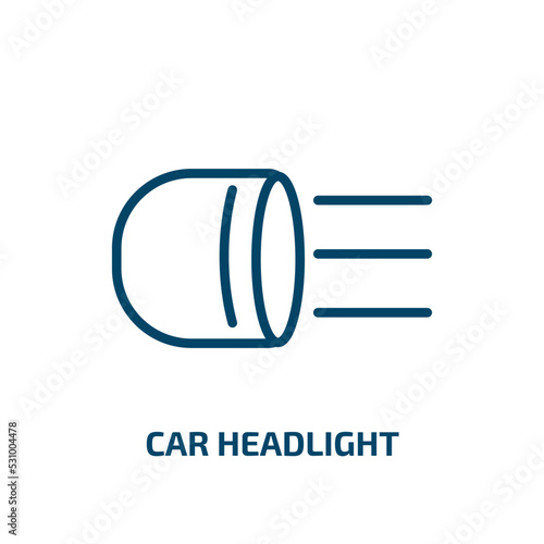 car headlight icon from car parts collection. Thin linear car headlight, auto, automobile outline icon isolated on white background. Line vector car headlight sign, symbol for web and mobile