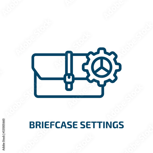 briefcase settings icon from business collection. Thin linear briefcase settings, office, briefcase outline icon isolated on white background. Line vector briefcase settings sign, symbol for web and