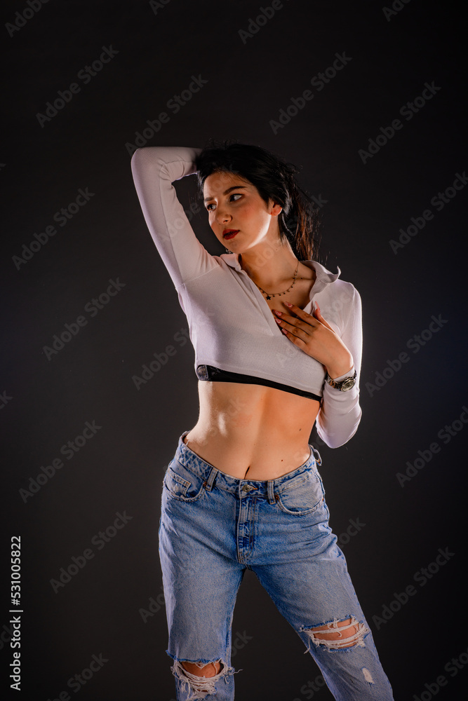 Posing while looking seductive and playful Posing while looking seductive and playful