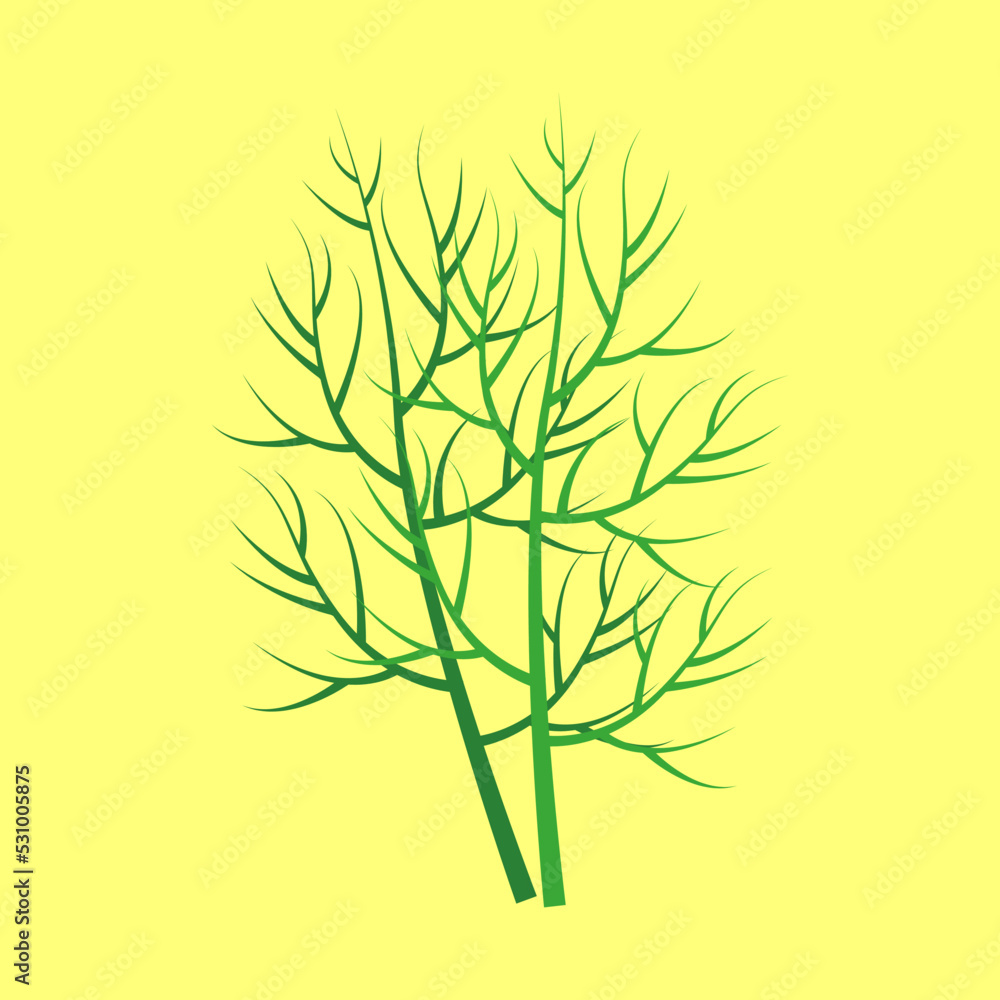 Fototapeta premium dill stalk on yellow background