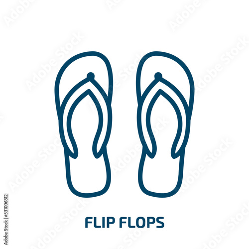 flip flops icon from brazilia collection. Thin linear flip flops, summer, sea outline icon isolated on white background. Line vector flip flops sign, symbol for web and mobile