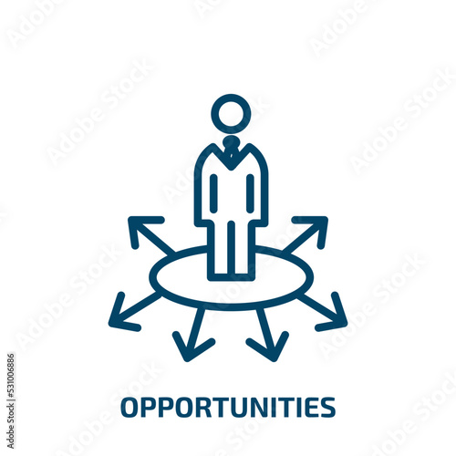 opportunities icon from brain process collection. Thin linear opportunities, opportunity, business outline icon isolated on white background. Line vector opportunities sign, symbol for web and mobile