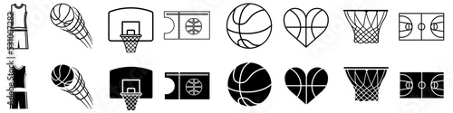 Basketball icon vector set. Streetball illustration sign collection. Sport symbol or logo.