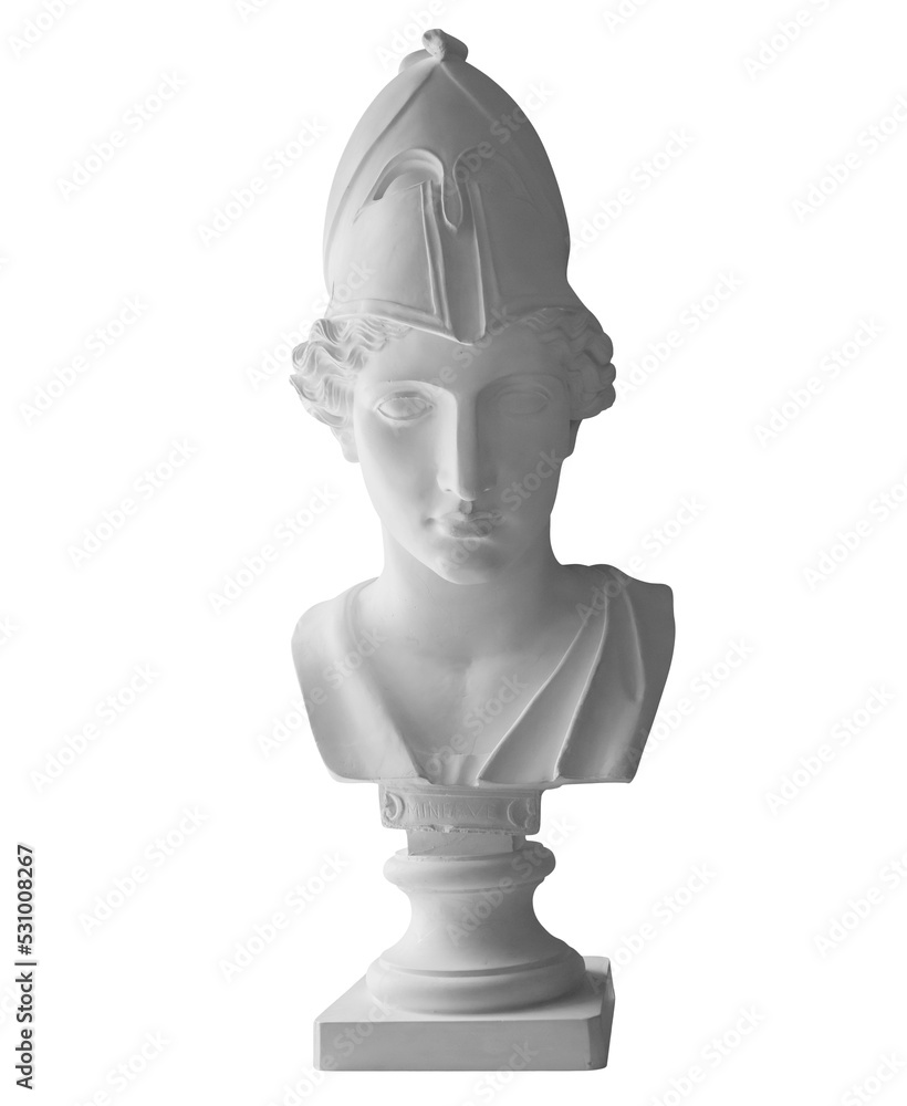 Minerva roman goddess of wisdom and strategic warfare, justice, law, victory, and the sponsor of arts, trade, and strategy. Antique bust isolated on a black background with clipping path Minerva roman goddess of wisdom and strategic warfare, justice, law, victory, and the sponsor of arts, trade, and strategy. Antique bust isolated on a black background with clipping path