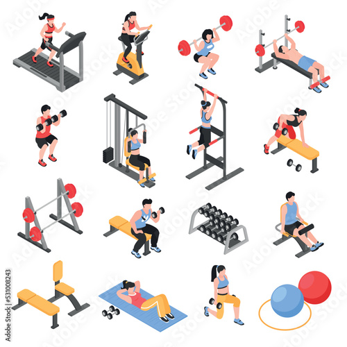 Isometric Gym Fitness Icons
