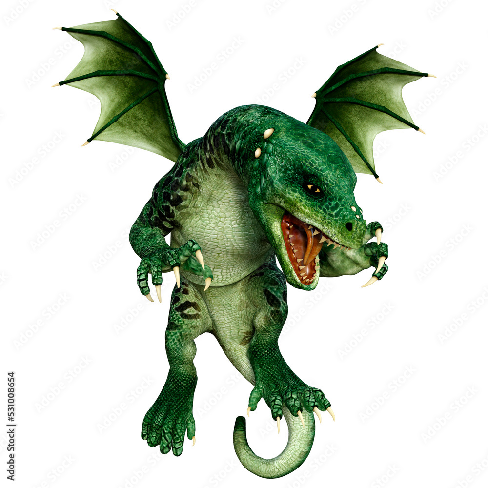 Obraz premium 3D Rendering Fairy Tale Dragon on White