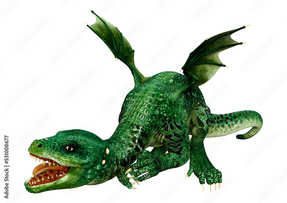 Naklejka premium 3D Rendering Fairy Tale Dragon on White