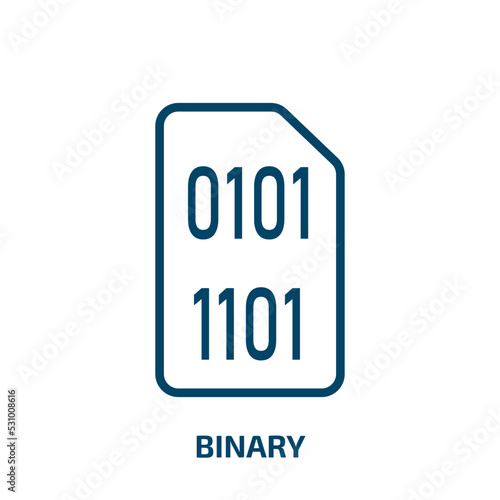 binary icon from artificial intellegence and future technology collection. Thin linear binary, data, digital outline icon isolated on white background. Line vector binary sign, symbol for web and