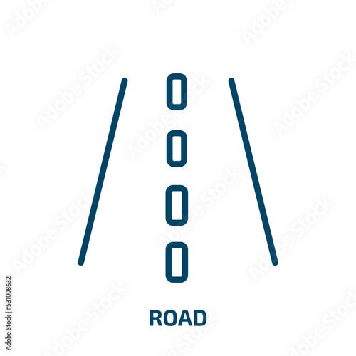 road icon from artificial intellegence and future technology collection. Thin linear road, speed, vehicle outline icon isolated on white background. Line vector road sign, symbol for web and mobile