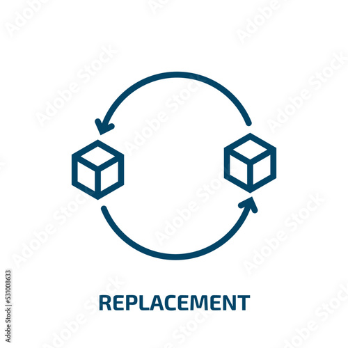 replacement icon from artificial intellegence and future technology collection. Thin linear replacement, replace, professional outline icon isolated on white background. Line vector replacement sign,