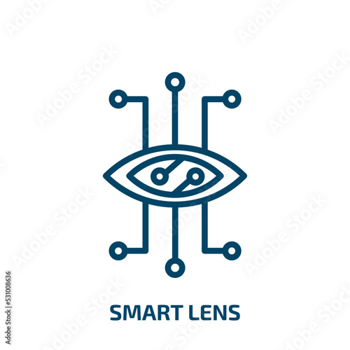 smart lens icon from artificial intellegence and future technology collection. Thin linear smart lens, equipment, lens outline icon isolated on white background. Line vector smart lens sign, symbol
