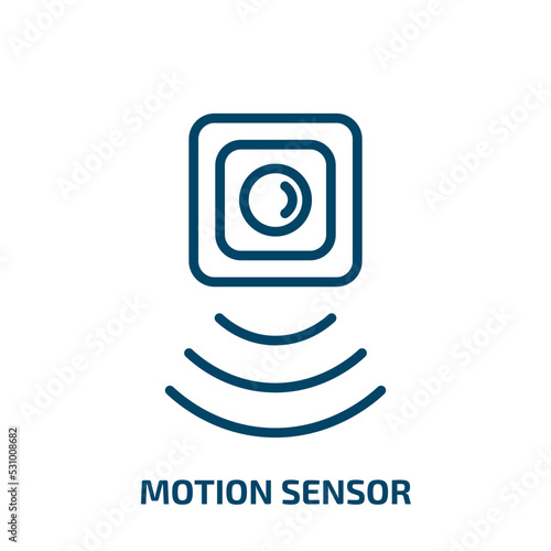 motion sensor icon from artificial intellegence and future technology collection. Thin linear motion sensor, motion, detector outline icon isolated on white background. Line vector motion sensor sign,