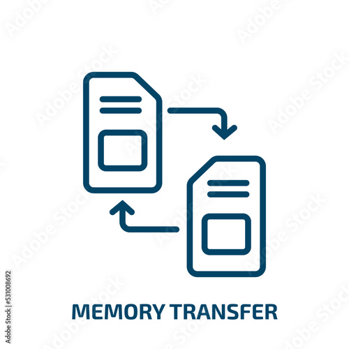 memory transfer icon from artificial intellegence and future technology collection. Thin linear memory transfer, transfer, device outline icon isolated on white background. Line vector memory transfer