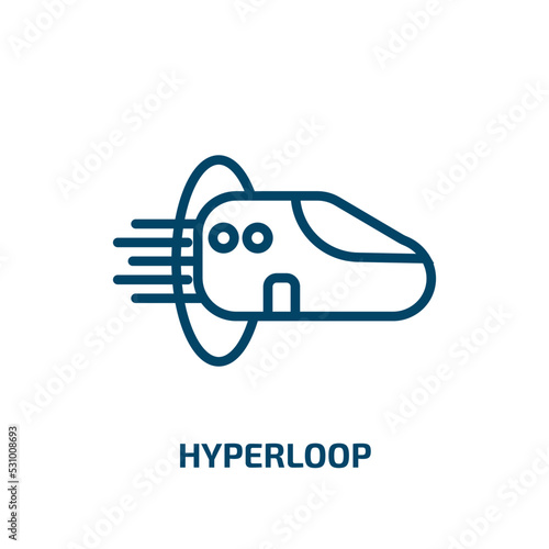 hyperloop icon from artificial intellegence and future technology collection. Thin linear hyperloop, speed, high outline icon isolated on white background. Line vector hyperloop sign, symbol for web