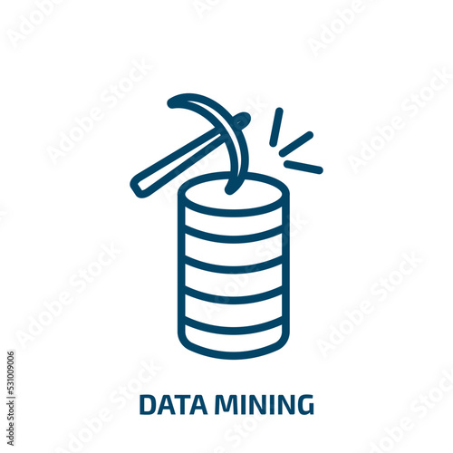 data mining icon from artificial intellegence and future technology collection. Thin linear data mining, data, mining outline icon isolated on white background. Line vector data mining sign, symbol