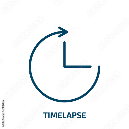 timelapse icon from art collection. Thin linear timelapse, business, lapse outline icon isolated on white background. Line vector timelapse sign, symbol for web and mobile