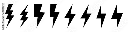 Lightning electric icon. Bolt circle symbol. Power charging energy sign. Vector illustration.