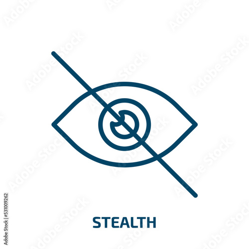 stealth icon from army and war collection. Thin linear stealth, military, war outline icon isolated on white background. Line vector stealth sign, symbol for web and mobile