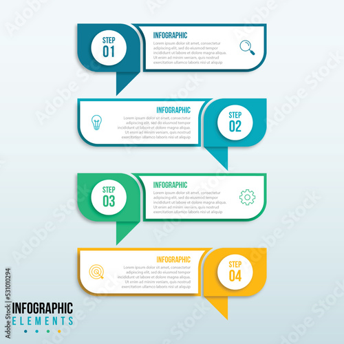 Vector Infographic label design template with icons and 4 options or steps Can be used for process diagrams presentations workflow layouts banners flow charts info graphs