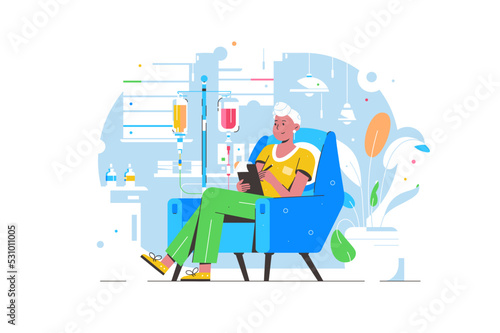 Patient suffer from cancer disease, spending relax time