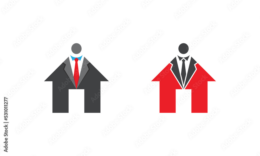 Home and Businessman Combination Logo Concept symbol icon sign Element Design. Real Estate, House, Realtor, Mortgage Logotype. Vector illustration Logo template Home and Businessman Combination Logo Concept symbol icon sign Element Design. Real Estate, House, Realtor, Mortgage Logotype. Vector illustration Logo template