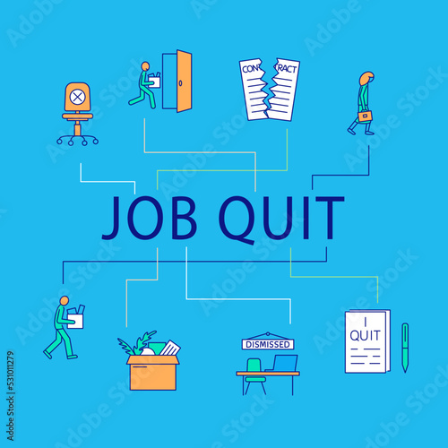 Job quit poster in line style