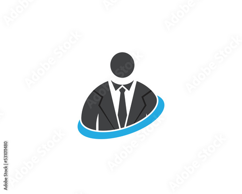 Businessman Logo Concept symbol sign icon Design Element. Boss, Leader, Marketing, Consulting, Adviser Logotype. Vector illustration Logo template