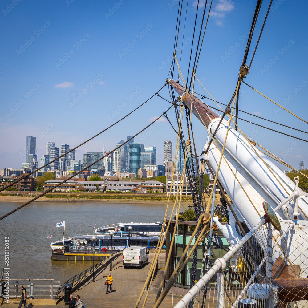 Ropes and view on the cutty sark in London Ropes and view on the cutty sark in London
