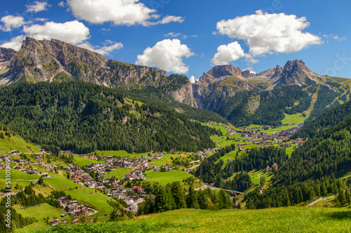 Panoramic view of the Val Gardena, South Tyrol, Italy