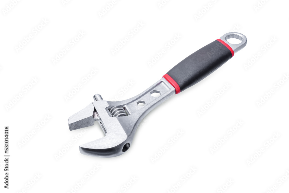 Adjustable wrench on a white isolated background Adjustable wrench on a white isolated background